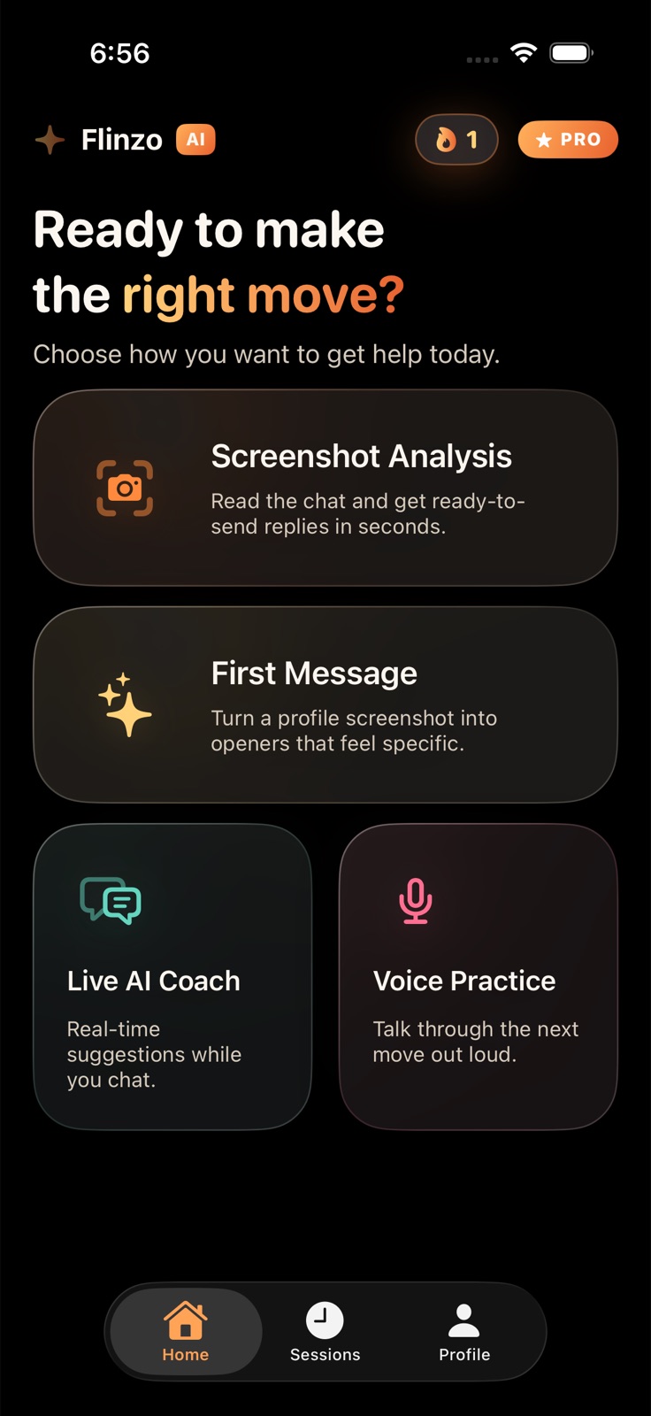 Flinzo app screen