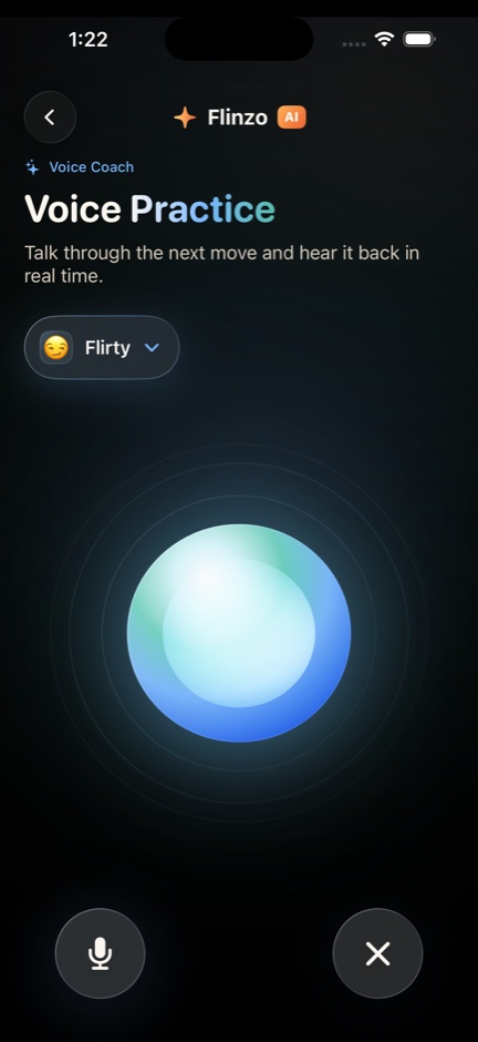 Flinzo Voice Coach screen